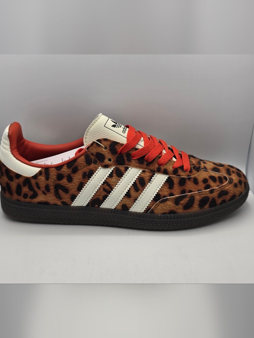 Adidas Leopard Print Samba OG Sneakers with Red Laces Mens 8 Womens 9